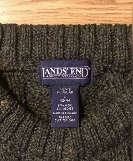 Lands' End Vintage Aran Wool Fishermans Sweater Mens L Green Lands End Size US L / EU 52-54 / 3 - 3 Thumbnail