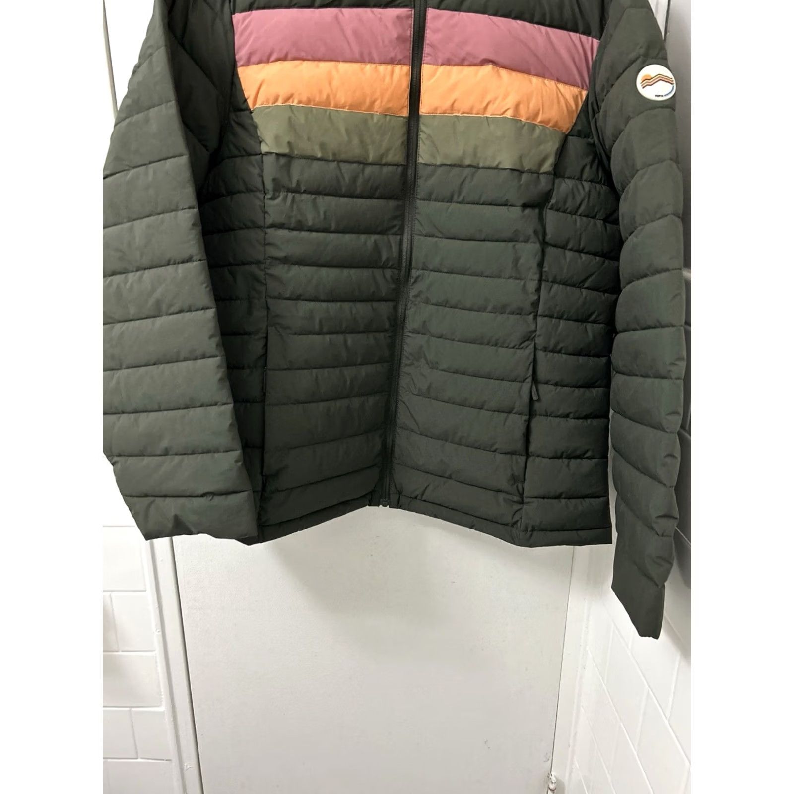Vintage HFX Outdoors Puffer Jacket Womens XL Green Retro Stripe Hooded Water Resistant Size XL / US 12-14 / IT 48-50 - 3 Thumbnail