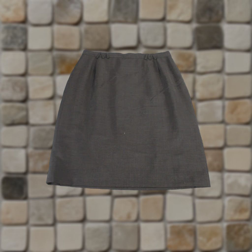 VINTAGE Escada Skirt Womens 12 Brown Grey Mohair Wool Blend Zip Knee Length Straight & Pencil 90s Mens Womens