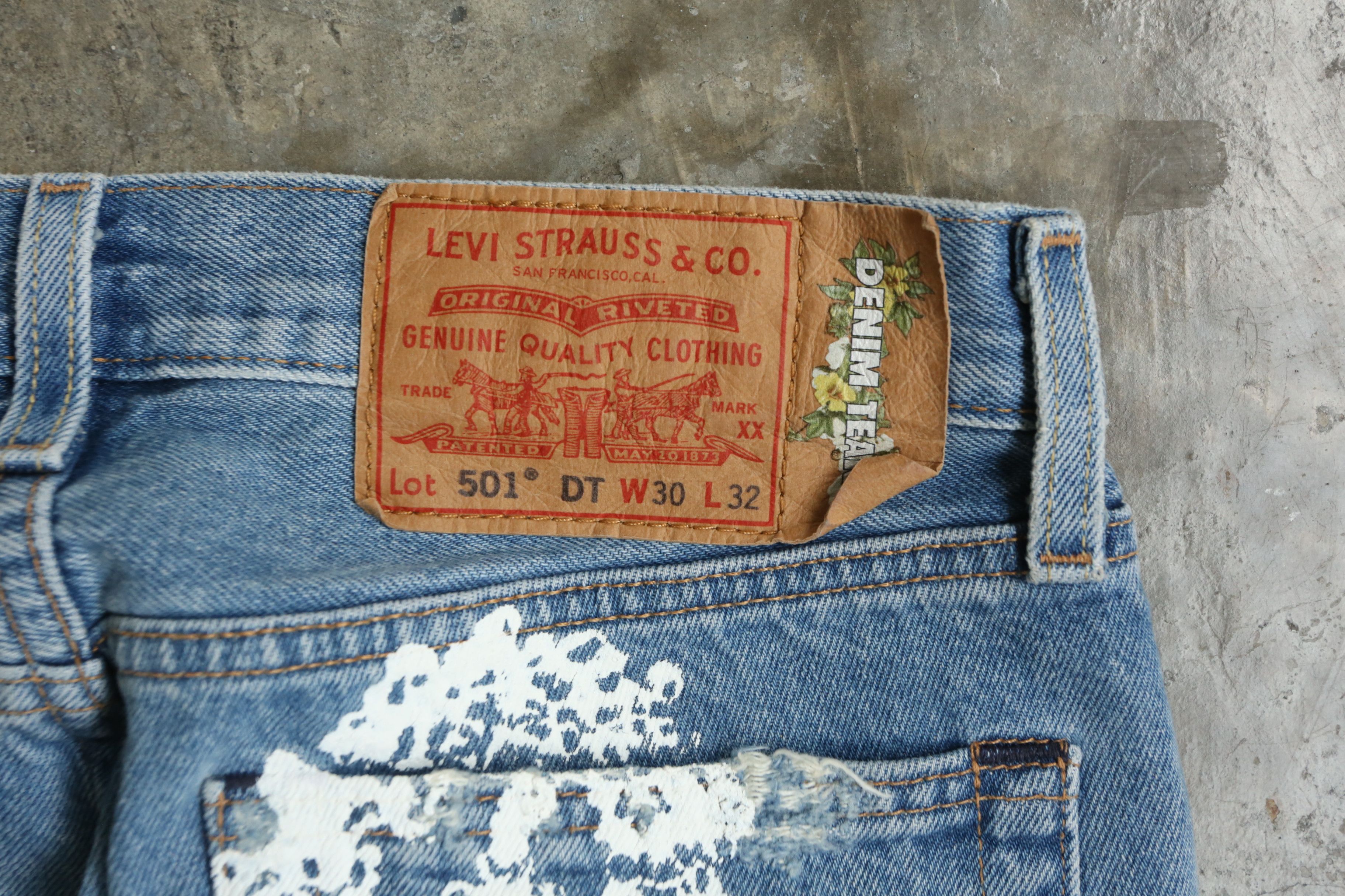 DENIM TEARS × Virgil Abloh L - DT - VA - S/S 21 - "Message in a Tear" 501 Denim Jean Size US 30 / EU 46 - 3 Thumbnail