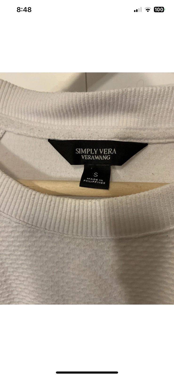 Vera Wang Simply Vera Wang Women's Sz S White Pullover T Shirt Size S / US 4 / IT 40 - 2 Thumbnail