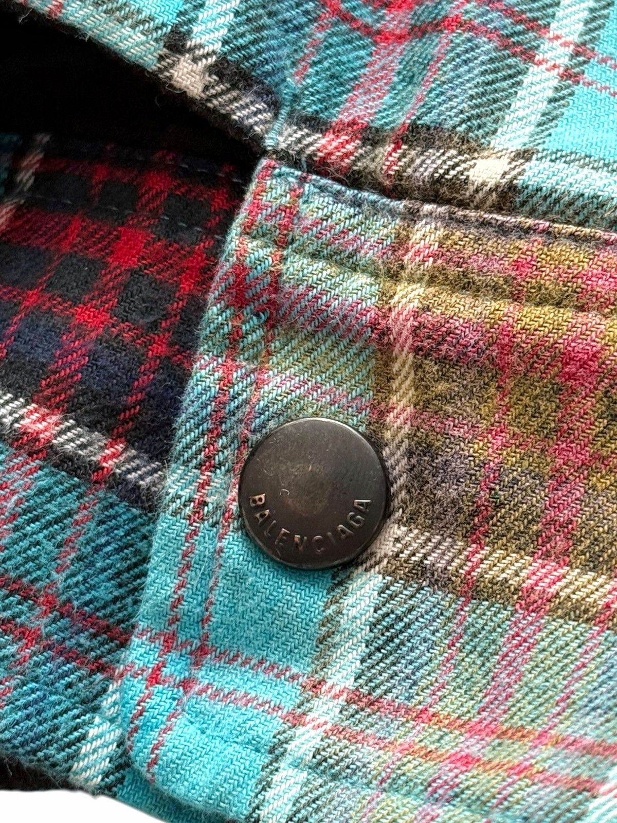 Balenciaga Bleach Oversized Hooded Flannel Blue Size US L / EU 52-54 / 3 - 3 Thumbnail