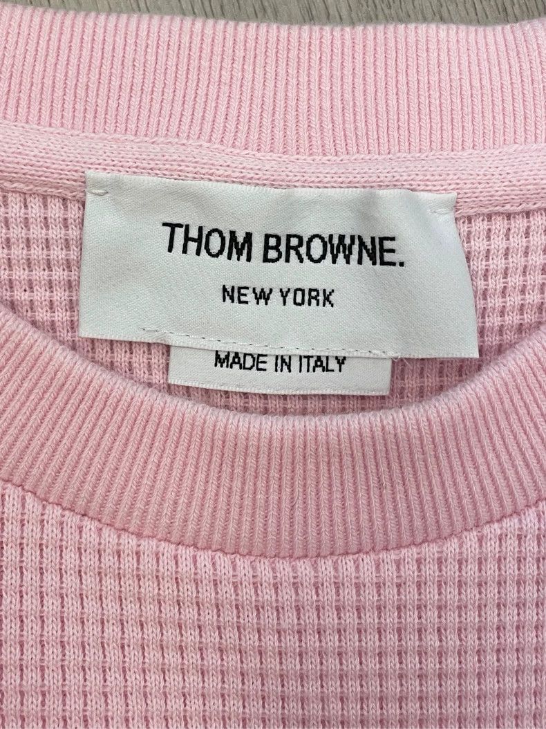 Thom Browne Thom browne Cherry blossom pink four-striped waffle round-n Size S / US 4 / IT 40 - 5 Thumbnail