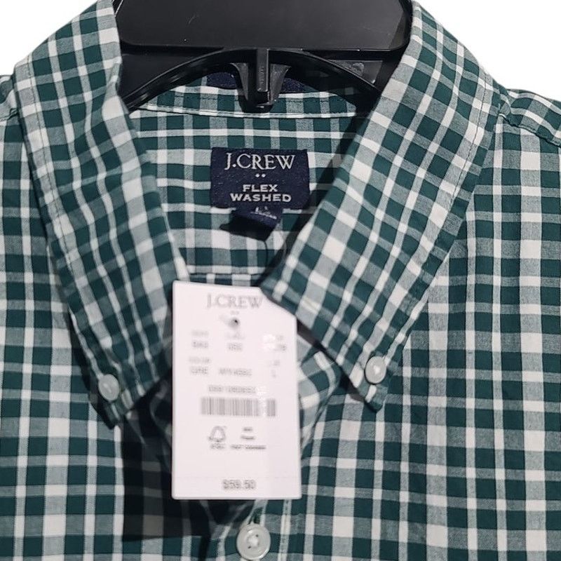 J.Crew J. Crew Factory Green Plaid Regular Flex Shirt Size L NWT Size US L / EU 52-54 / 3 - 3 Thumbnail