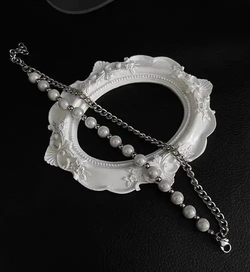 Designer × Vintage Retro reflective pearl silver bracelet Size ONE SIZE - 3 Thumbnail