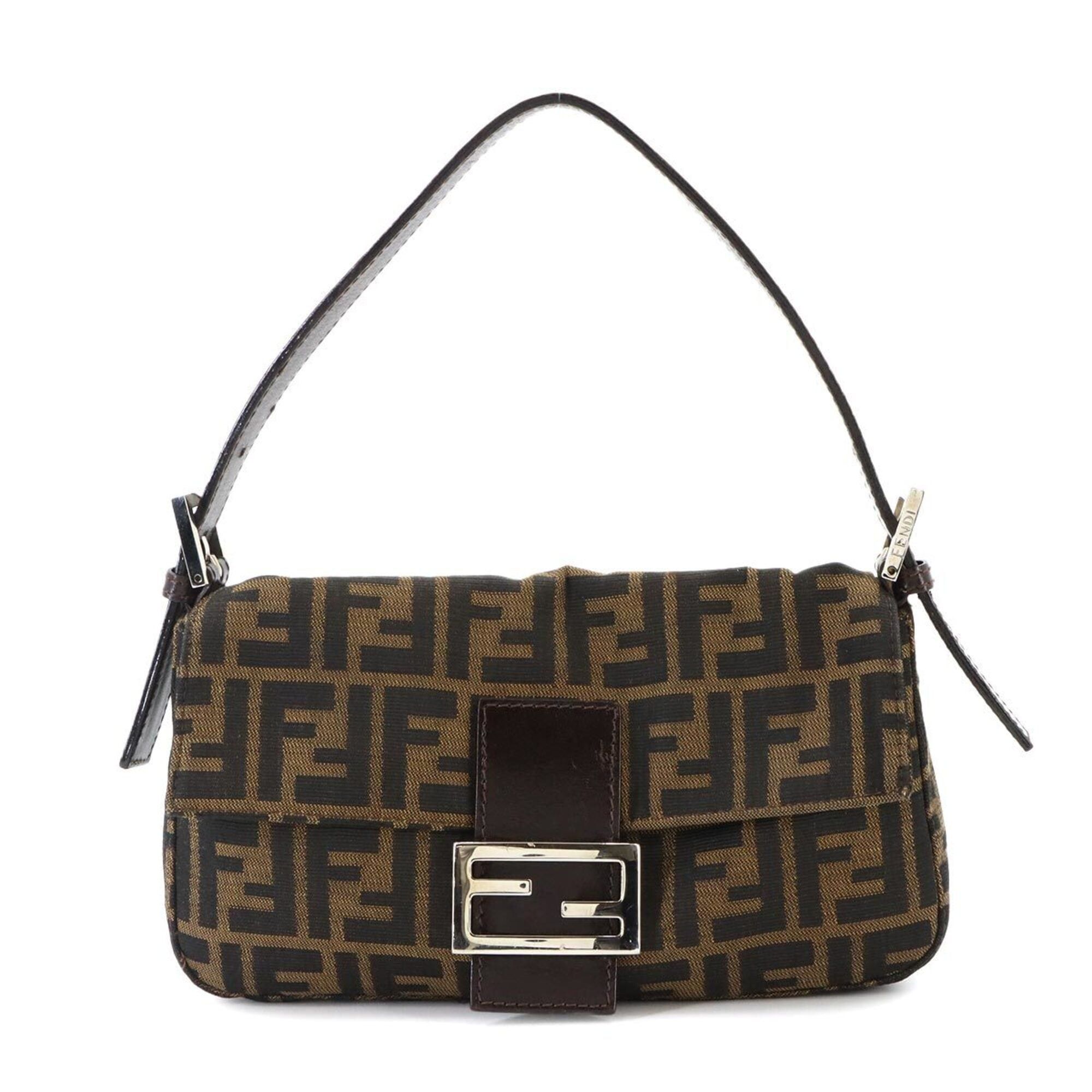Fendi Fendi Zucca Mamma Baguette Shoulder Handbag, Canvas and Leather, Brown, 26424, Silver Hardware. Size ONE SIZE - 1 Thumbnail