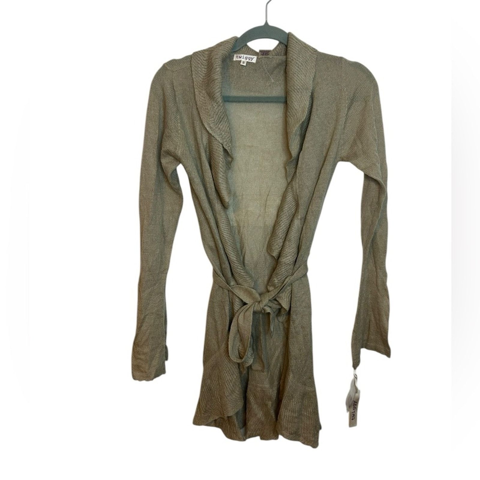 Other Nwt Twiggy Tan Ruffle Belted Cardigan Size S / US 4 / IT 40 - 1 Thumbnail