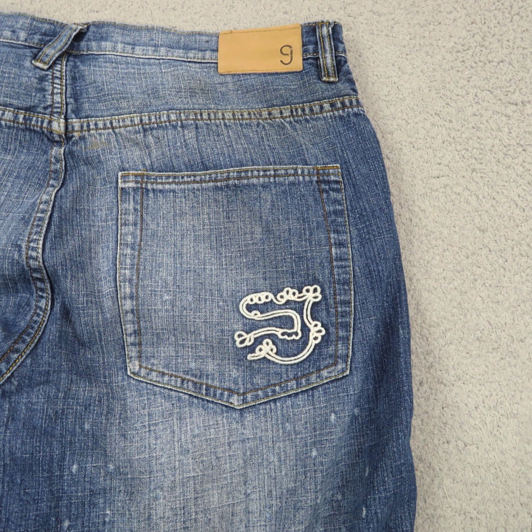 Sean John VINTAGE Sean John Jeans Baggy 38 Men 5-Pocket Denim 10" Leg Opening Wide-Leg Grunge 90s Y2K VTG 2000s Logo Embroidered Blue Size US 38 / EU 54 - 5 Thumbnail