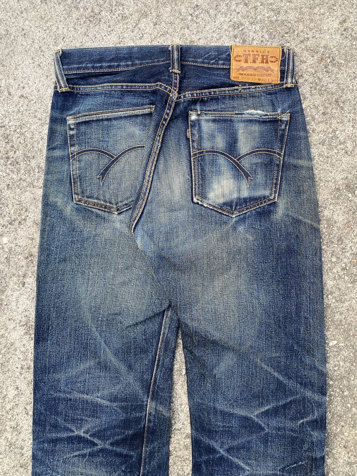 The Flat Head Lot 3005-22 The Flat Head Selvedge Honeycomb Distressed Size US 29 - 13 Thumbnail