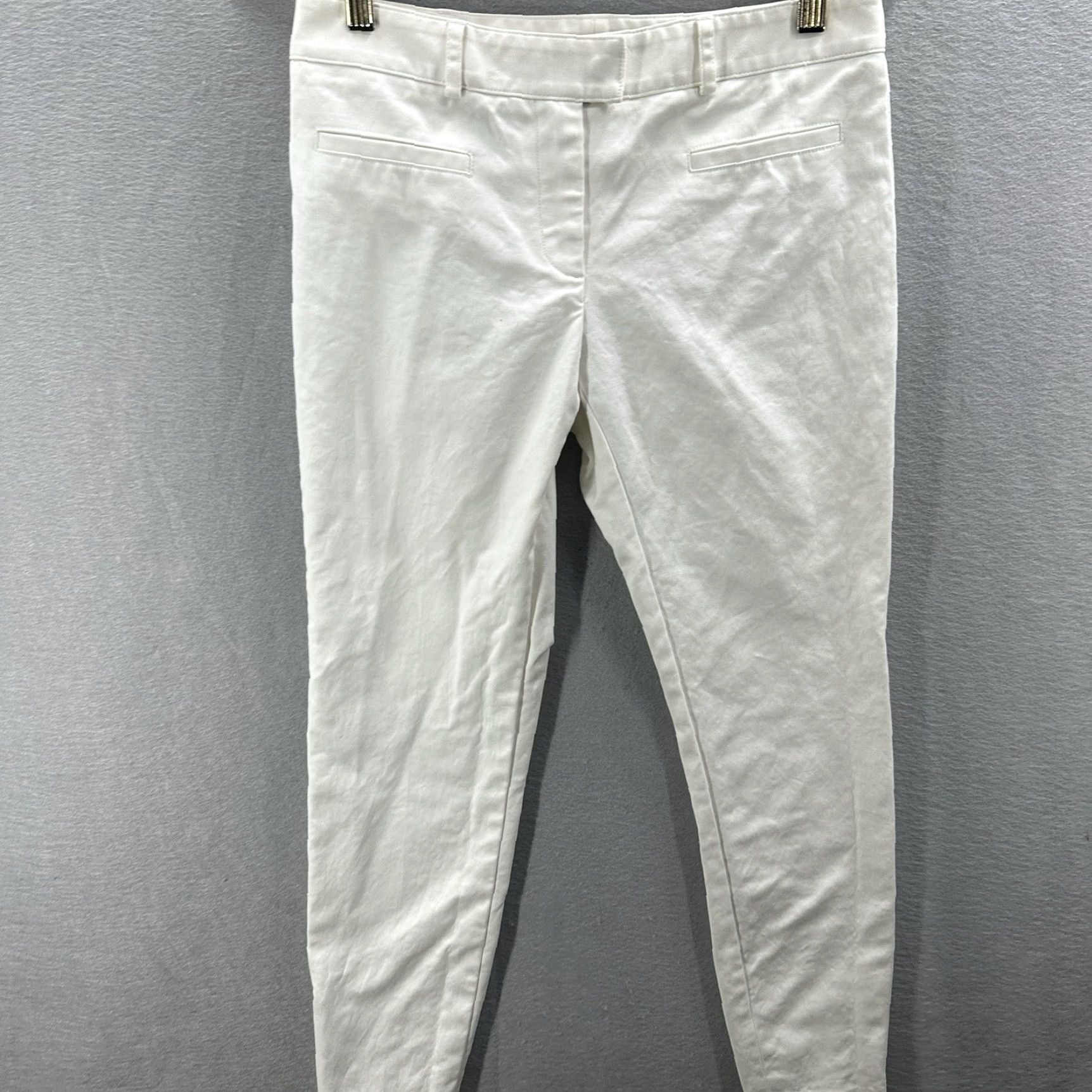 Veronica Beard VERONICA BEARD Pants Womens 2 Skinny Zip Ankle WHT Cotton Elastane Casual Business Workwear 2 White Slim Twill Zipper Pockets Street USA 90s? Size 26" / US 2 / IT 38 - 3 Thumbnail