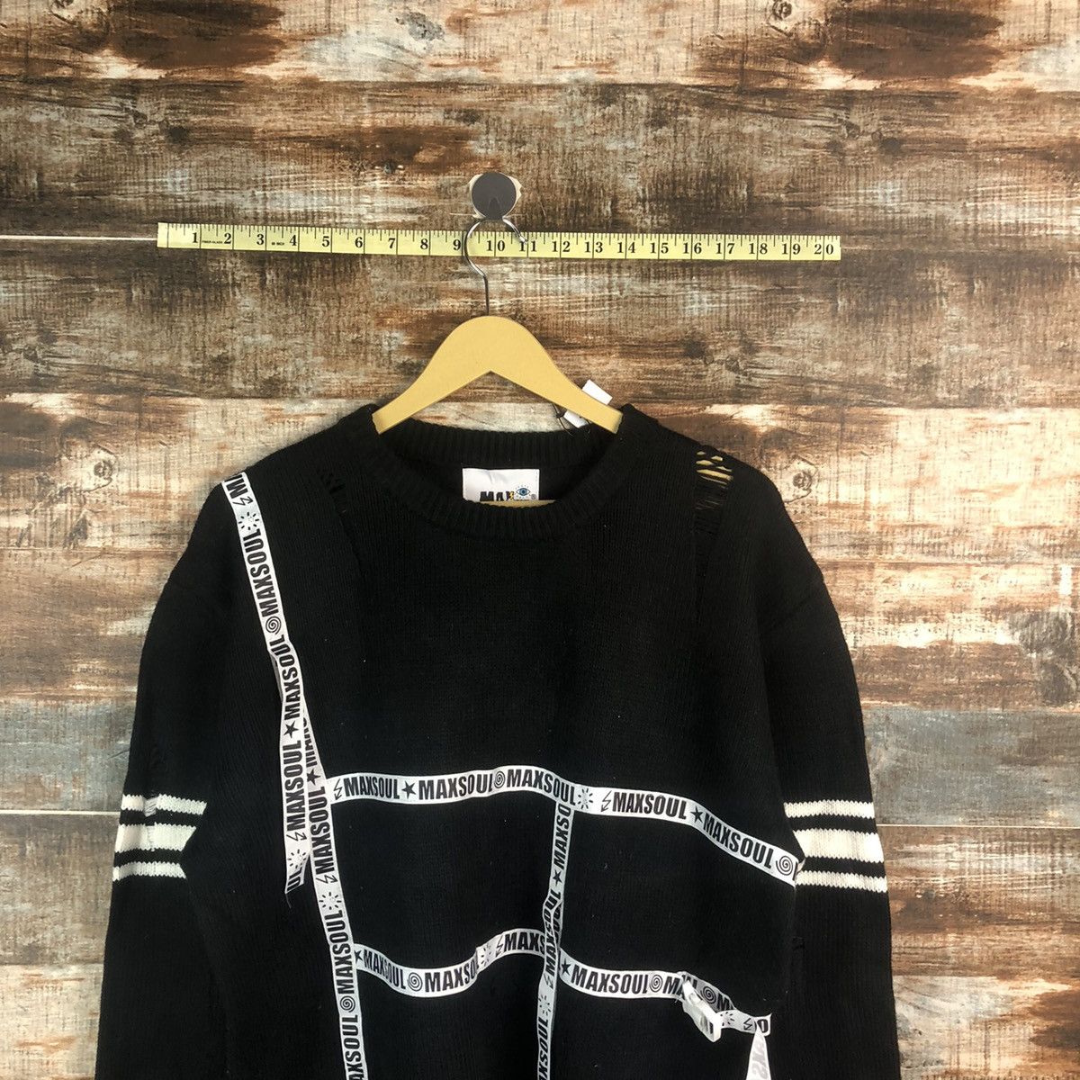 Japanese Brand Max Soul Black ripped distressed Knitwear #A2345 Size US L / EU 52-54 / 3 - 2 Thumbnail