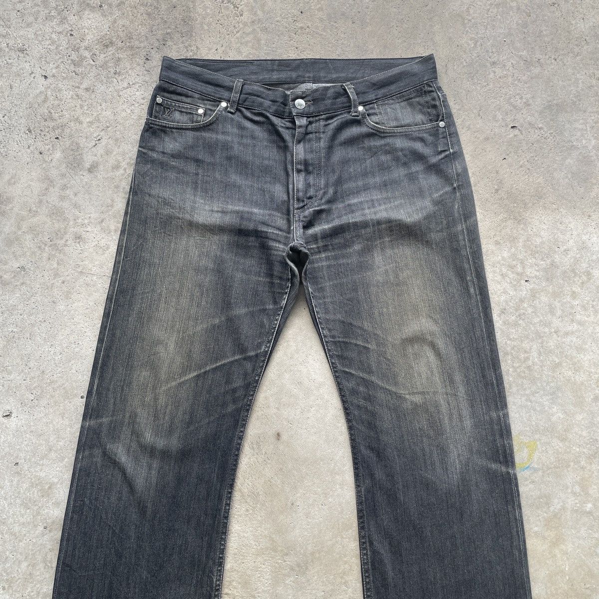 Louis Vuitton Vintage Louis Vuitton LV Black Faded Jeans Pants Denim W35 Size US 35 - 3 Thumbnail