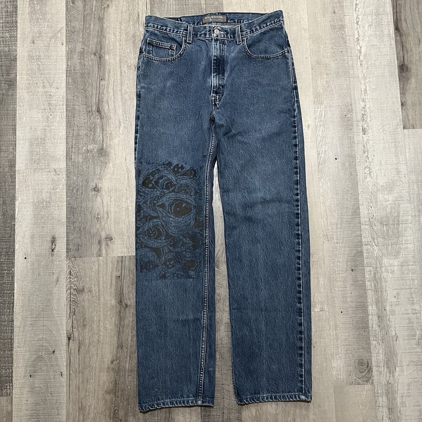 Levi's VTG Levi's Silvertab Baggy Jeans Eyeball Print Skater Y2K Size US 33 - 1 Thumbnail