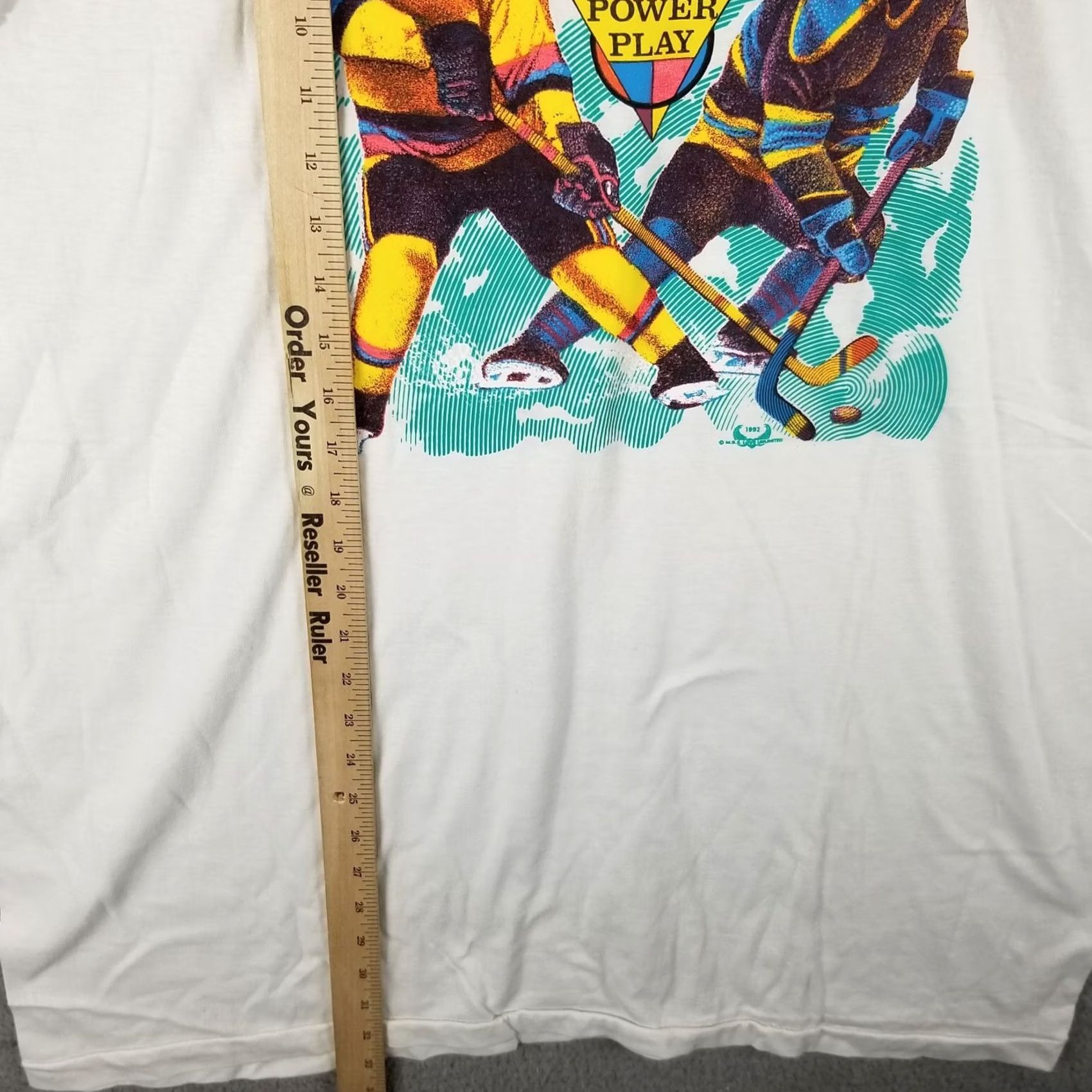 Vintage Vintage 1990s Hockey T Shirt Men XXXL White Power Play 1992 Graphic Tee 3XL Size US XXL / EU 58 / 5 - 4 Thumbnail