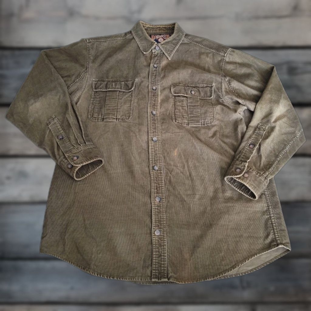 CO Duluth Corduroy Button Up Shirt Mens Large Tall Long Sleeve Vintage Brown Cotton Heavyweight Pockets 90s Workwear 90s Mens Size US L / EU 52-54 / 3 - 1 Thumbnail