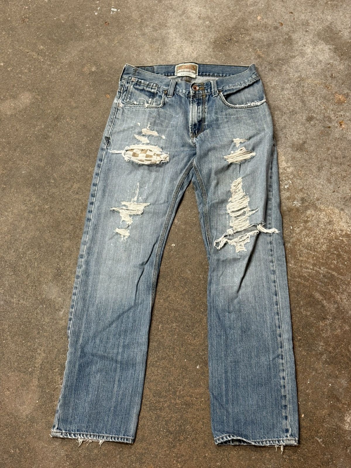 Levi's Vintage Checkered Levi Distressed Slim Hole Knee Denim Jeans Size US 32 / EU 48 - 1 Thumbnail