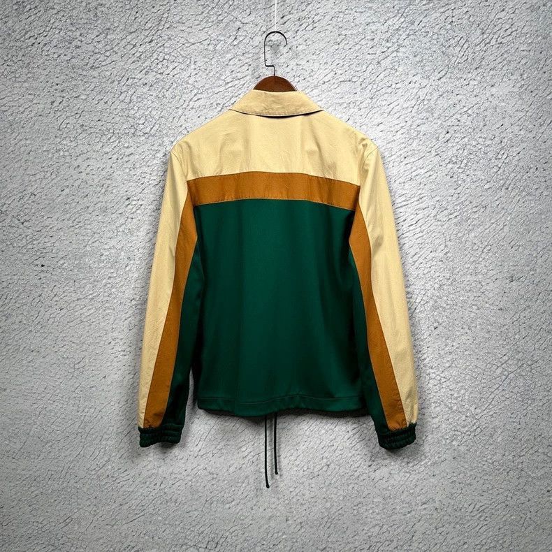 Gucci GucciLogo logo beige and green color block lapel zipper jac Size US S / EU 44-46 / 1 - 2 Thumbnail