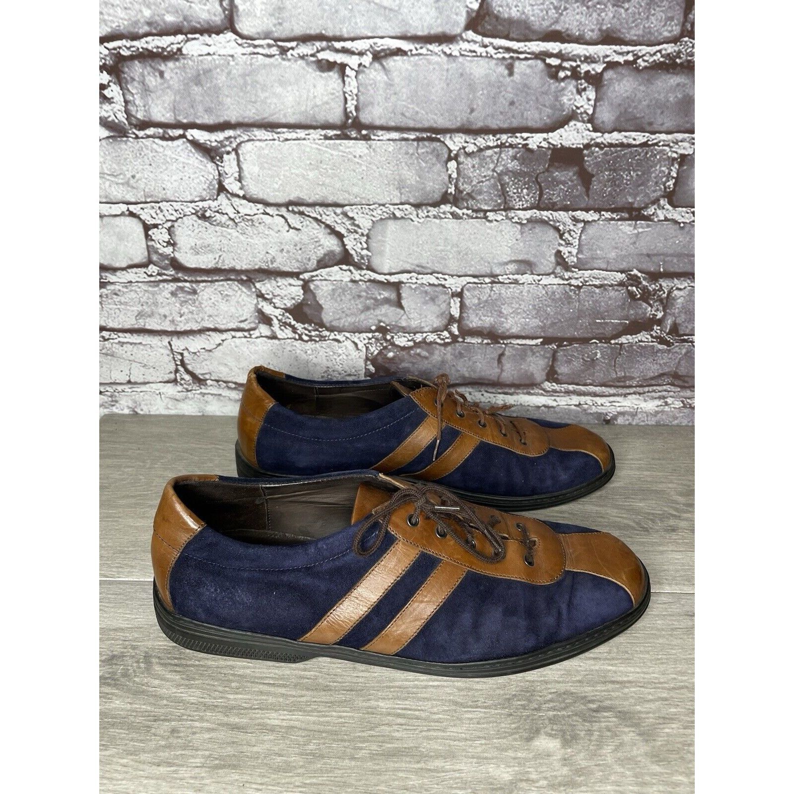 Cole Haan Bragano Blue Suede Brown Leather Bicycle Casual Lace Shoes M Size US 9.5 / EU 42-43 - 18 Thumbnail