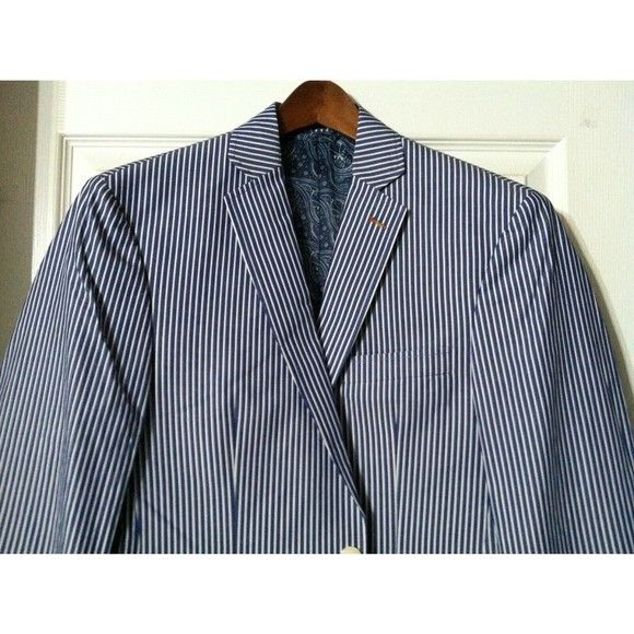 Tallia TALLIA MEN'S NEW BLUE 100%COTTON SPORT JACKET BLAZER SIZE: S Size US S / EU 44-46 / 1 - 2 Thumbnail