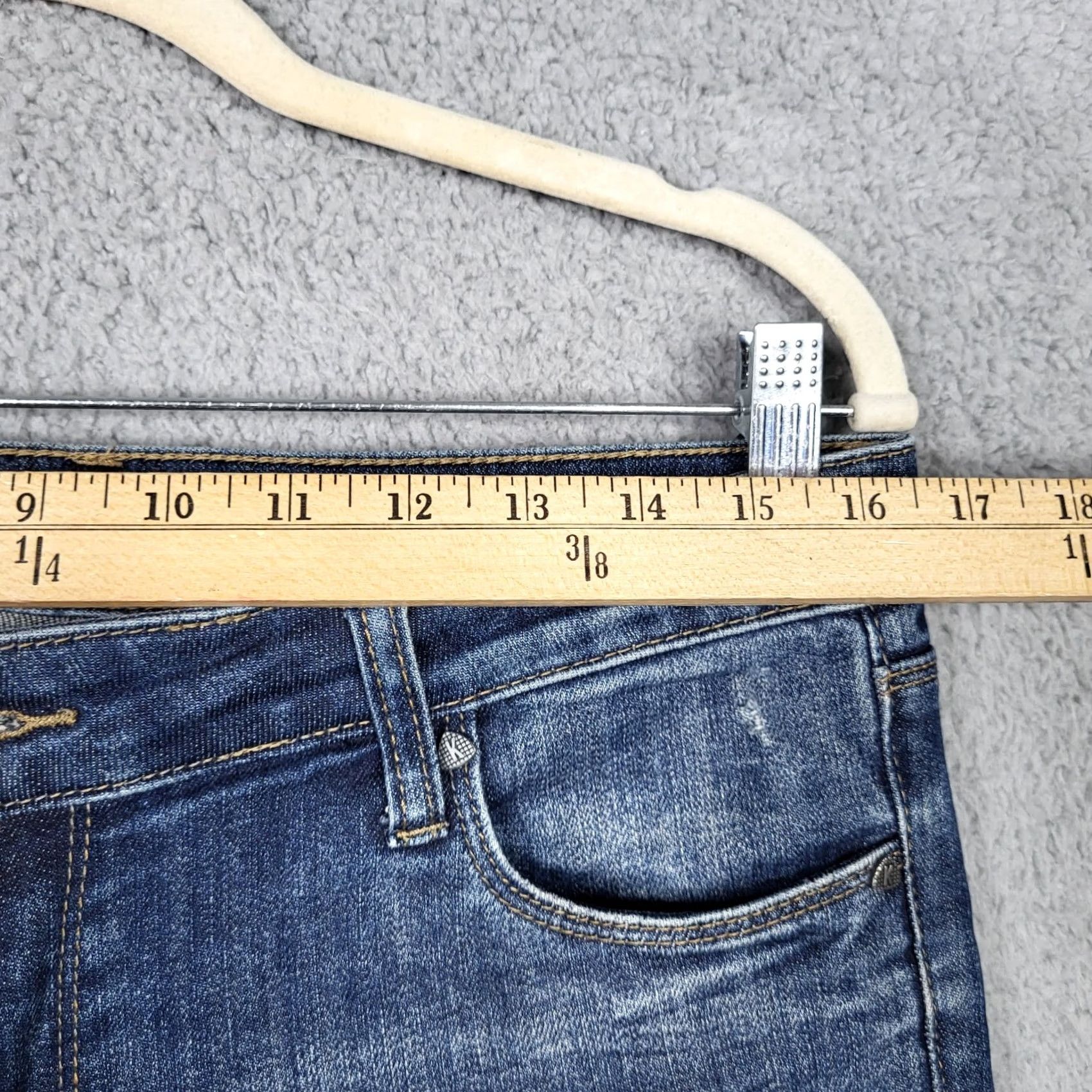 Vintage KUT from the Kloth Jeans Straight Distressed Mid Rise Blue Cotton/Spandex Size 6 Womens Pants Size 28" / US 6 / IT 42 - 5 Thumbnail