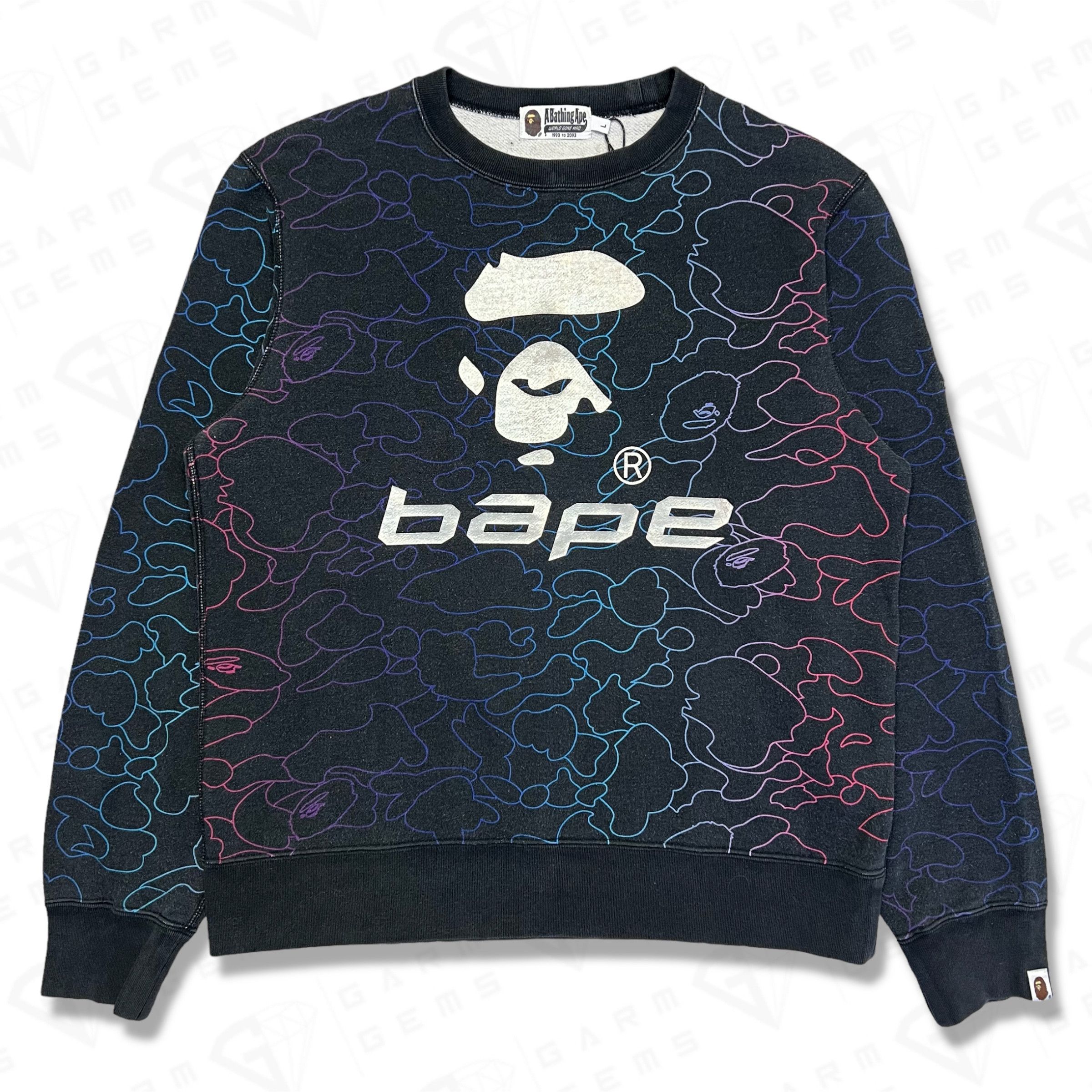 A Bathing Ape Rainbow Stencil Reflective Logo Sweatshirt Tops