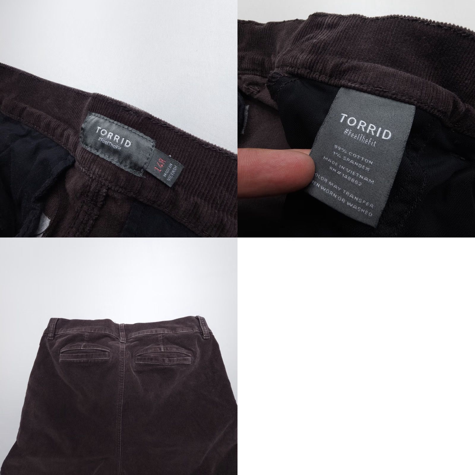 Torrid Torrid Bootcut Corduroy Pants Womens 14R Dark Brown Cotton Stretch Chino Size 36" / US 14 / IT 50 - 8 Thumbnail