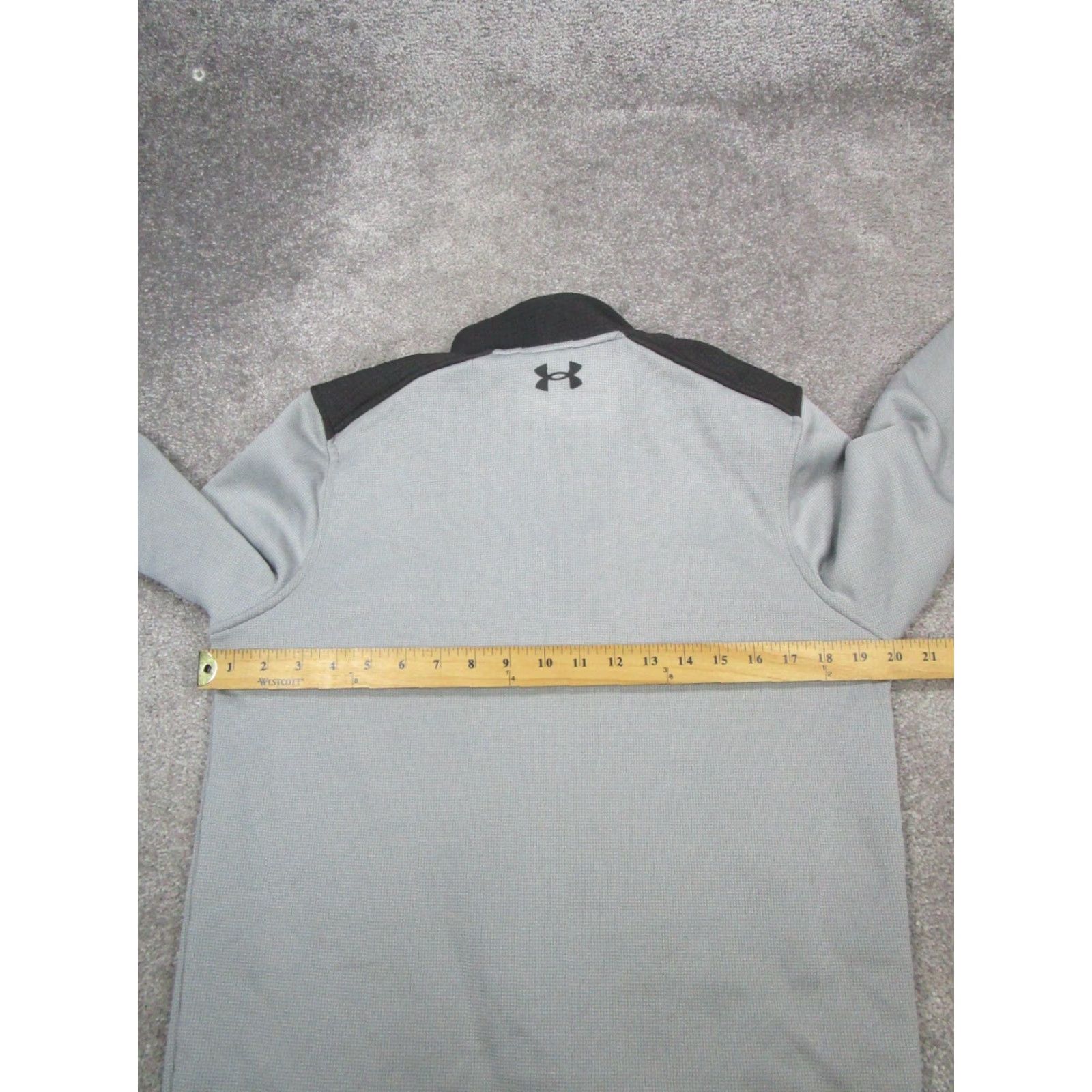 Under Armour Under Armour Sweatshirt Mens S Gray Black Coldgear Mock Neck Zip Fleece Logo Pullover Sweatshirt for Gym & Training Mens Size US S / EU 44-46 / 1 - 7 Thumbnail