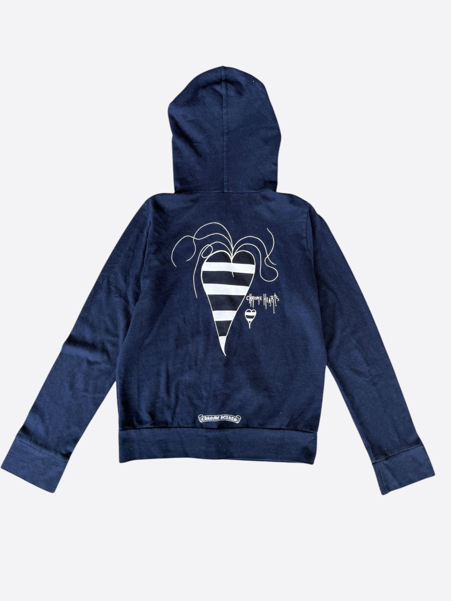 Chrome Hearts Matty Boy Navy & White Triple Cross Graphic Zip Up Hoodie Size US S / EU 44-46 / 1 - 2 Thumbnail