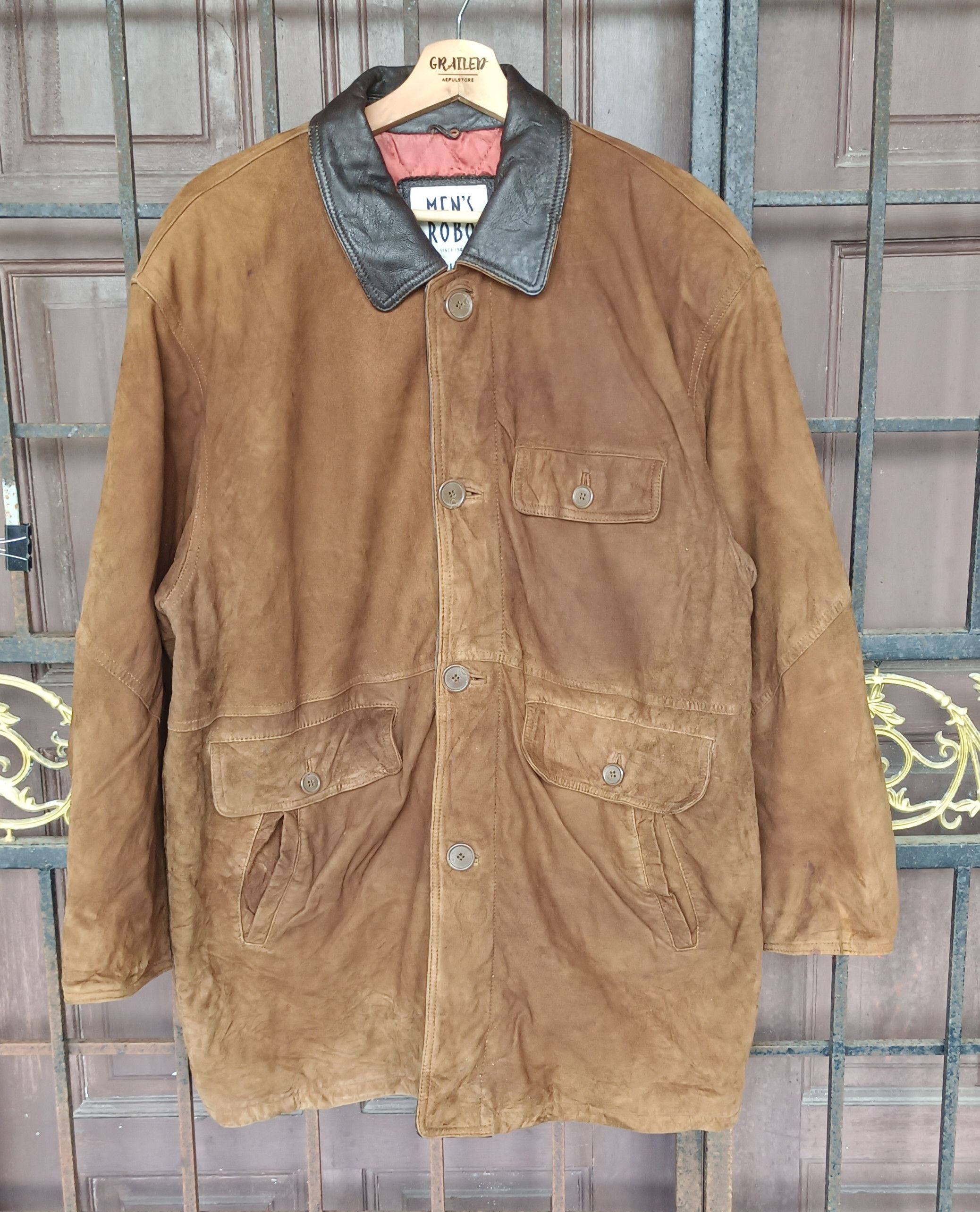 Japanese Brand Mens Robo Sueded Leather Lined Jacket Size US L / EU 52-54 / 3 - 1 Thumbnail