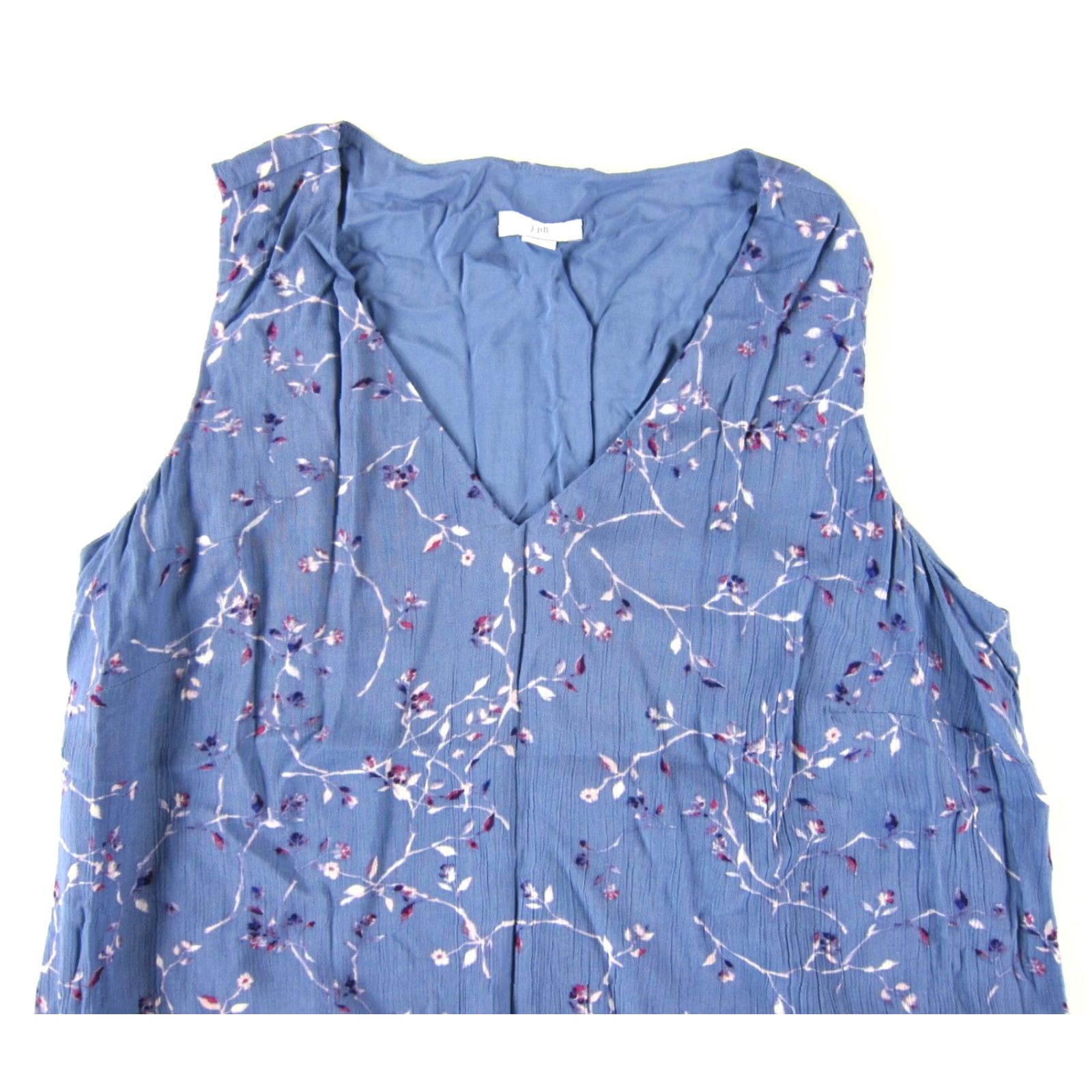 J. Jill J. Jill 100% Rayon Purple Pink Floral V-Neck Sleeveless Midi Tank Dress Small P Size S / US 4 / IT 40 - 4 Thumbnail