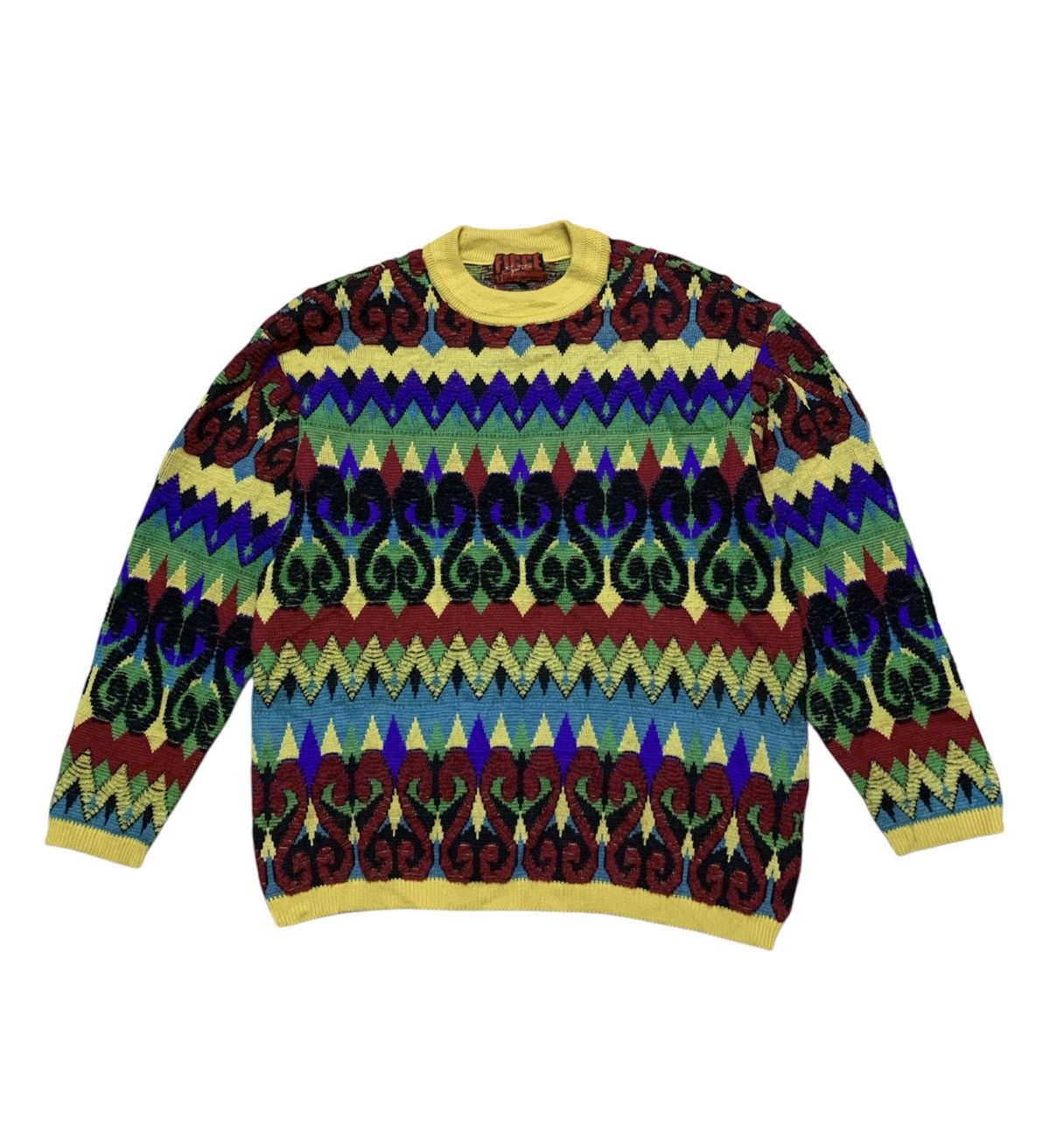 Yoshiyuki Konishi Vintage Ficce Knitted Psychedelic Multi Pattern Wool Size US L / EU 52-54 / 3 - 2 Thumbnail