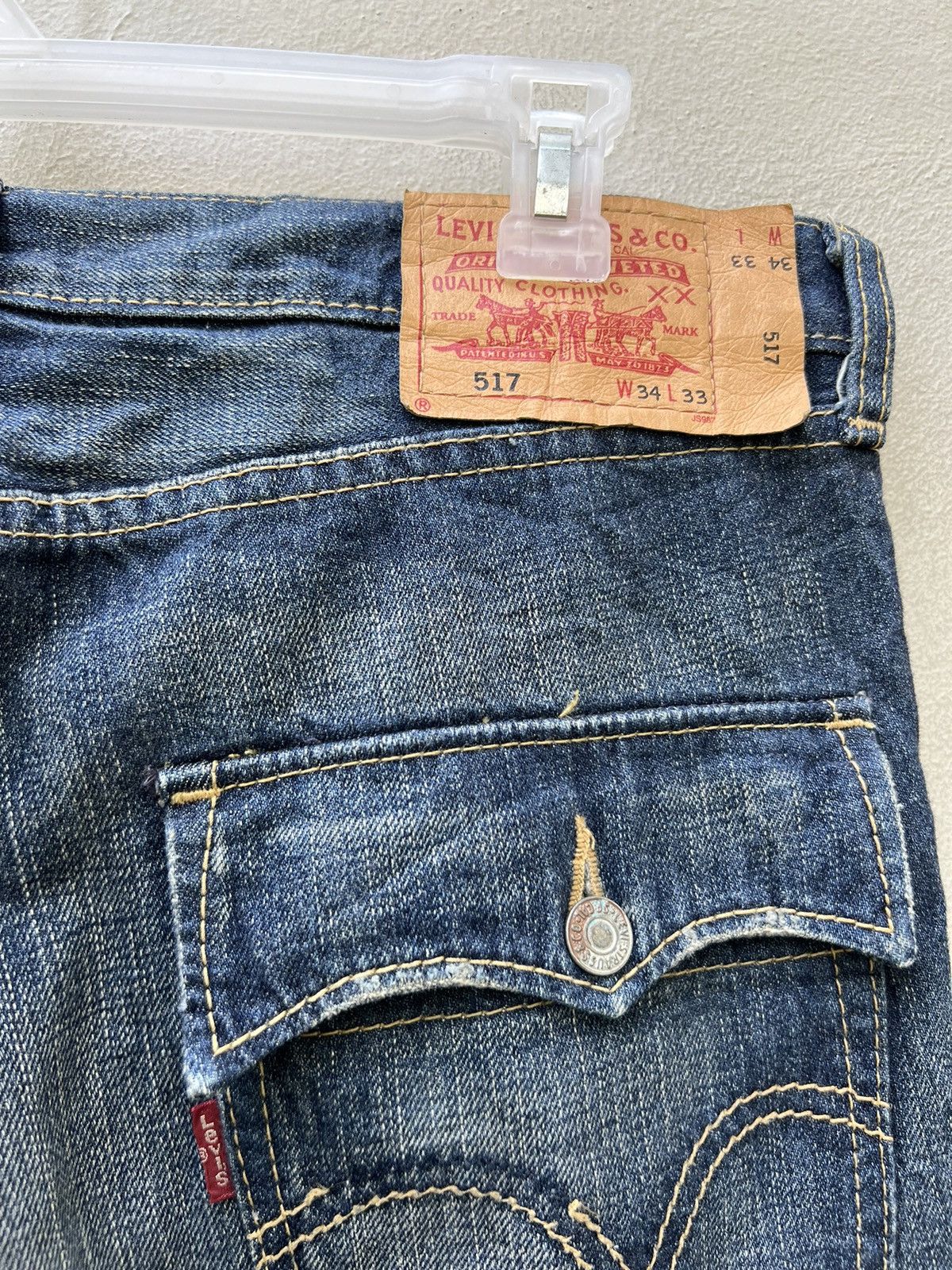 Levi's Vintage 2006 Levi’s 517 Distress Fade Denim Flap Flare Jeans Size US 34 / EU 50 - 19 Thumbnail