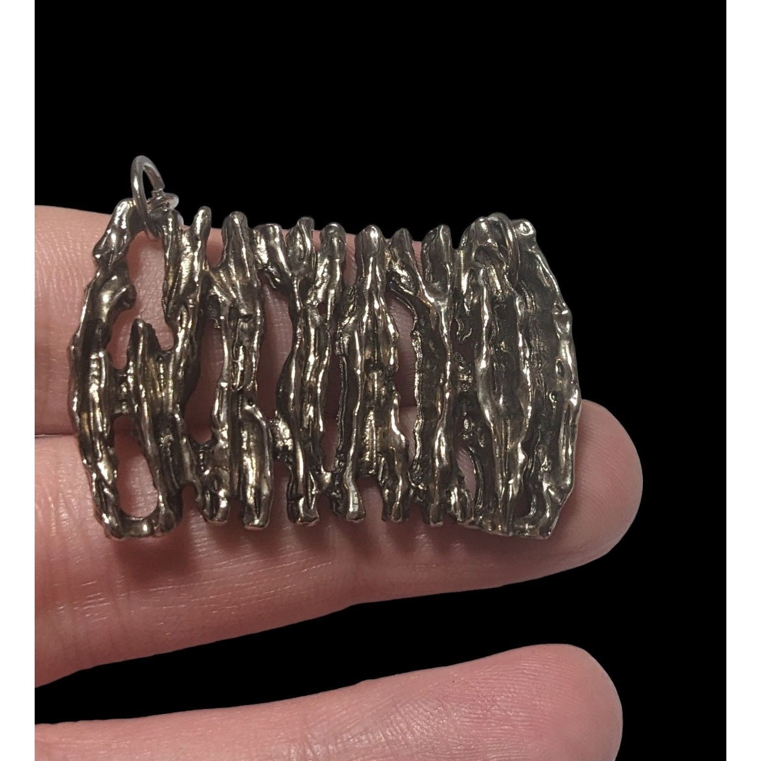Other Abstract Silver Tree Bark Pendant Necklace Size ONE SIZE - 4 Thumbnail