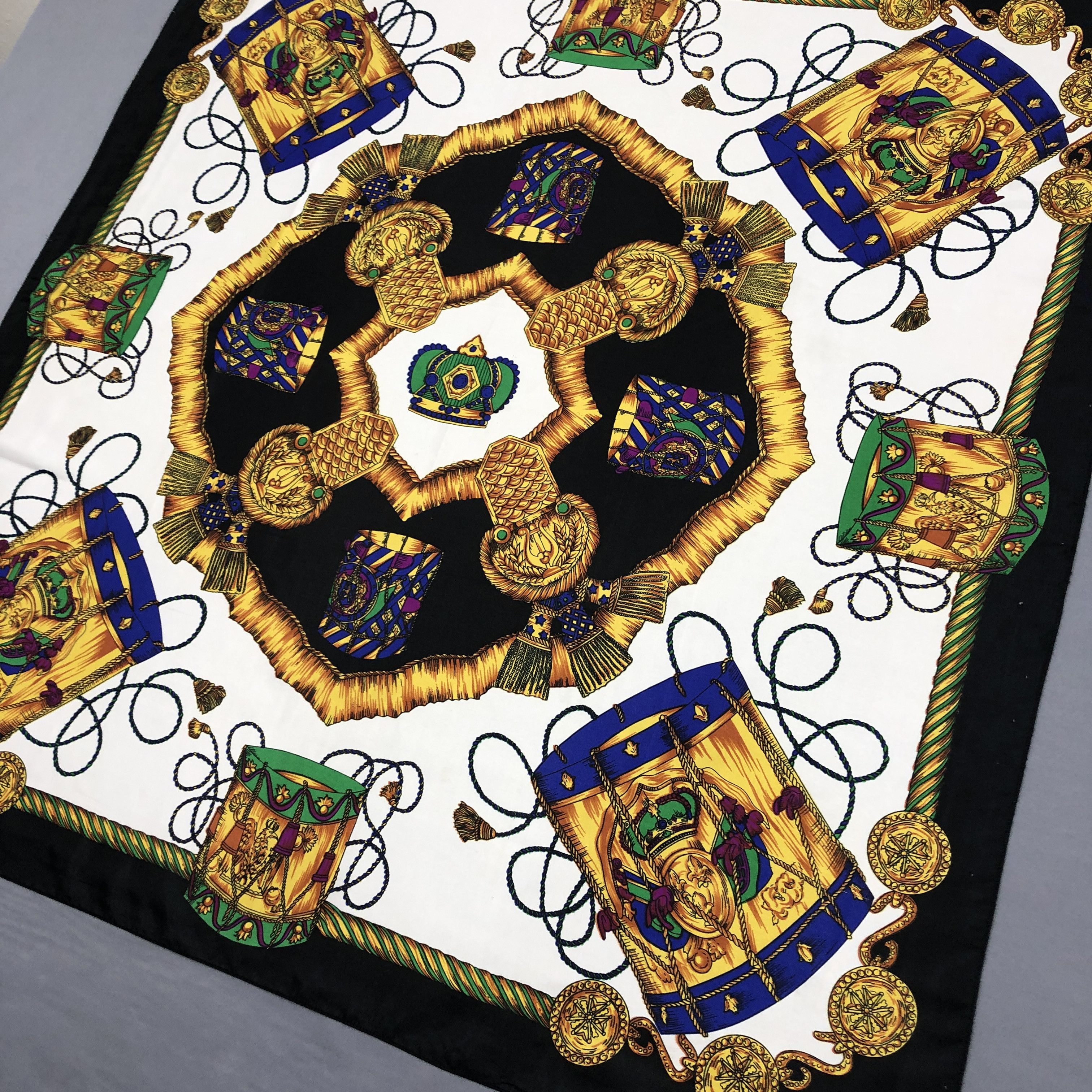 Japanese Brand Vintage Crown Ribbon SILK Scarf Twill Stole Wraps Scarves Size ONE SIZE - 3 Thumbnail