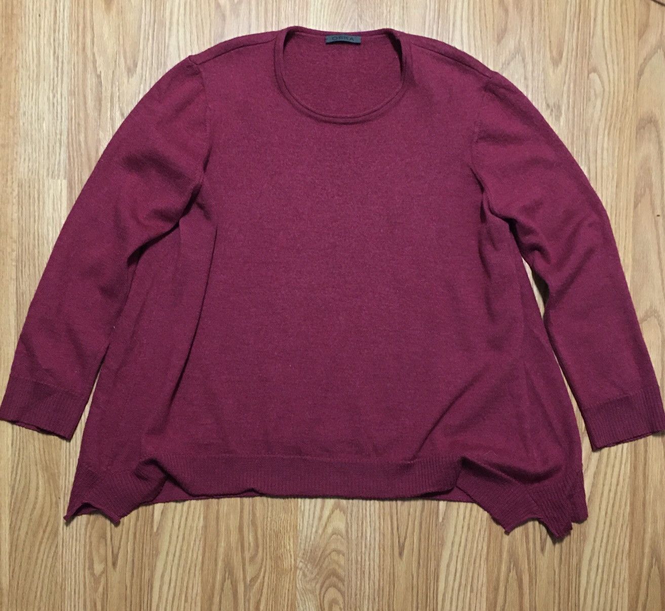 Designer OSKA Virgin Wool Burgundy Knit Sweater Size 4 Size L / US 10 / IT 46 - 6 Thumbnail