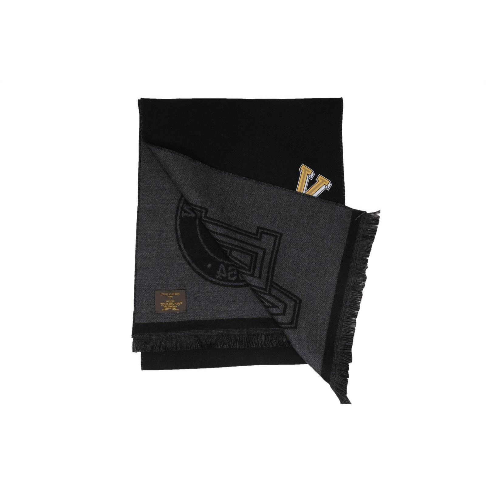 Louis Vuitton Lv Logo College University League Fringe Scarf Gray Black Size ONE SIZE - 9 Thumbnail