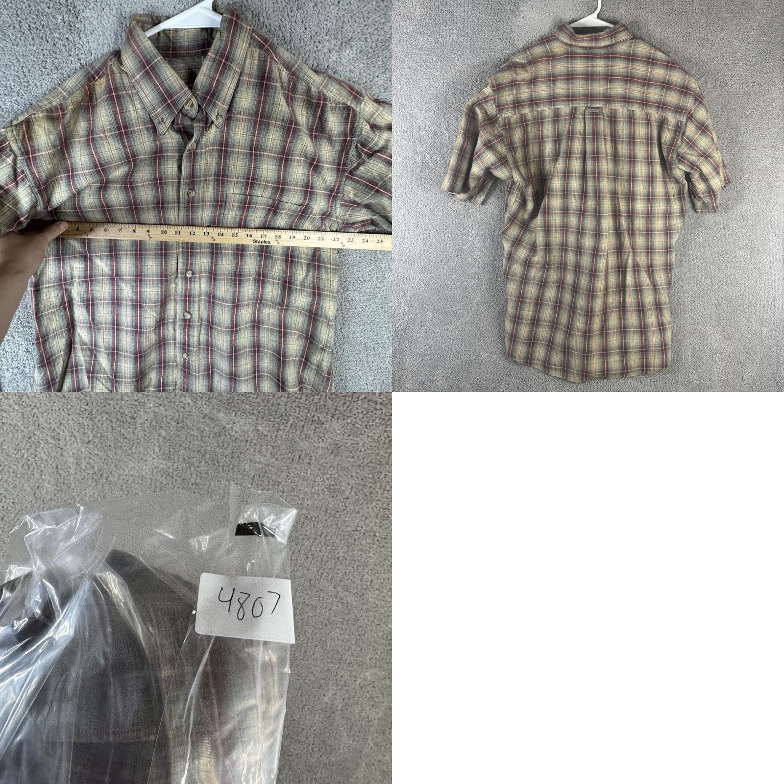 Vintage Woolrich Shirt Mens Medium Beige Plaid Short Sleeve Button Front Casual Size US M / EU 48-50 / 2 - 8 Thumbnail