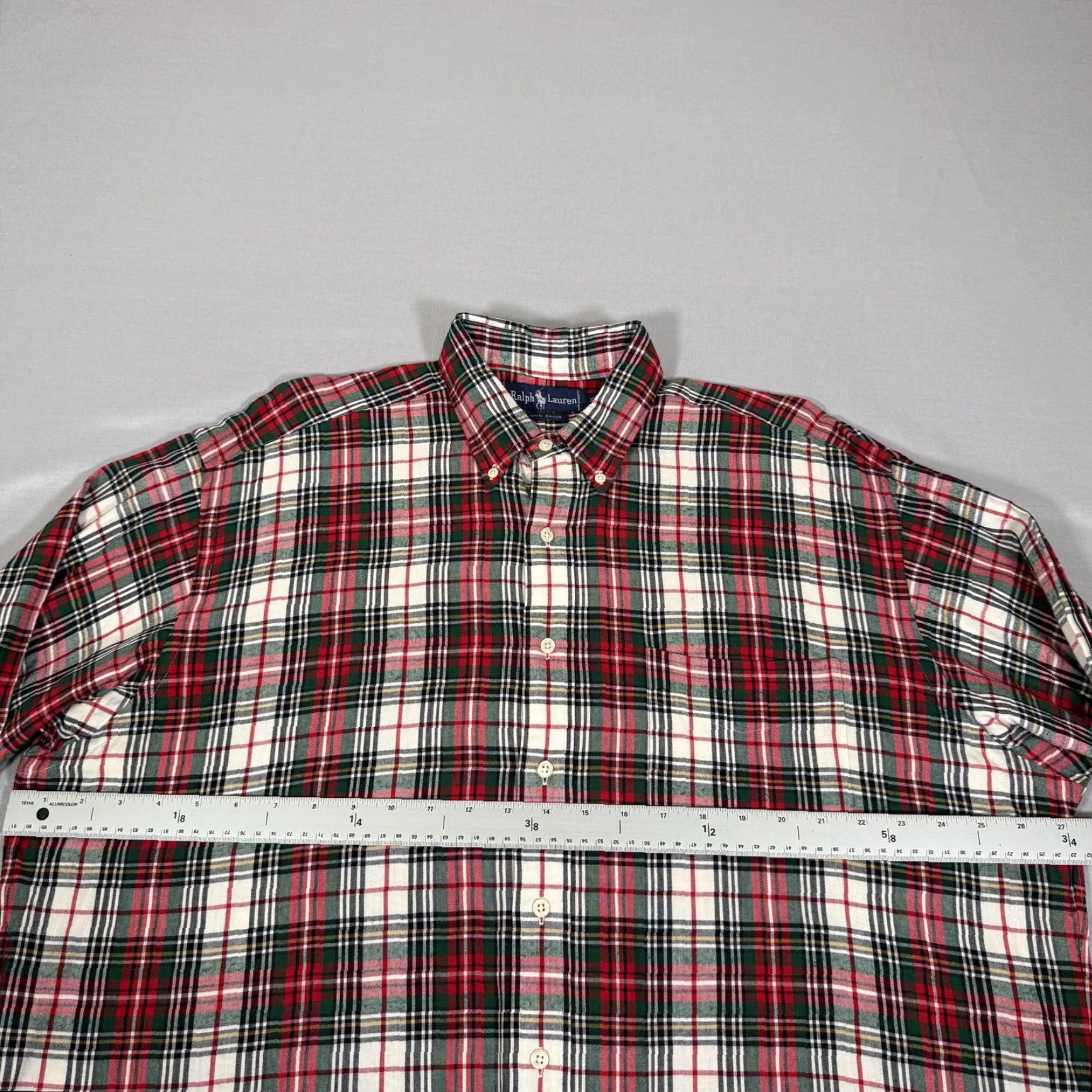 Polo Ralph Lauren VINTAGE Polo Ralph Lauren Shirt Mens XL Red Green Plaid Rayon Button-Up Pony 80s Size US XL / EU 56 / 4 - 4 Thumbnail