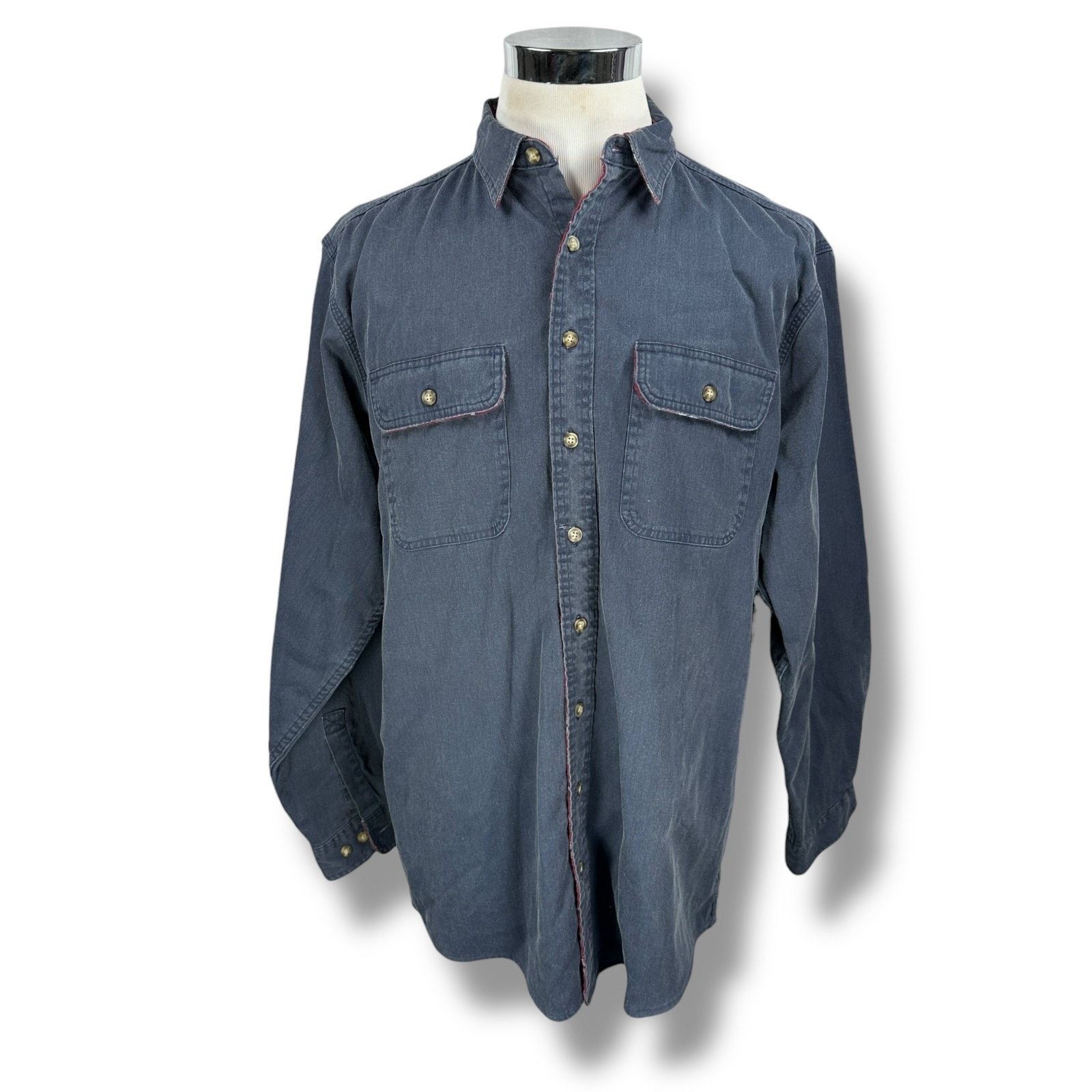 L.L. Bean LL Bean Shirt Mens L Tall Blue Lined Long Sleeve Button-Up Size US L / EU 52-54 / 3 - 1 Thumbnail