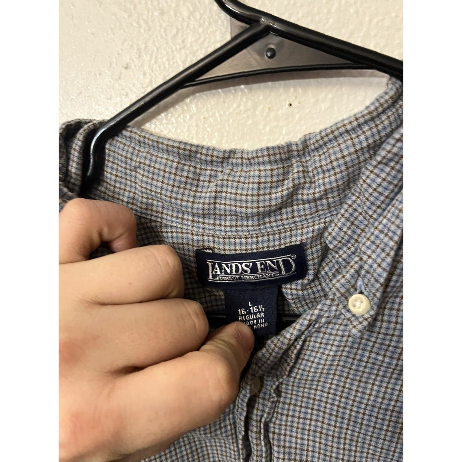 Lands' End Lands' End Button-Up Shirt Large Long Sleeve Mens Multicolor Plaid Cotton Size US L / EU 52-54 / 3 - 3 Thumbnail