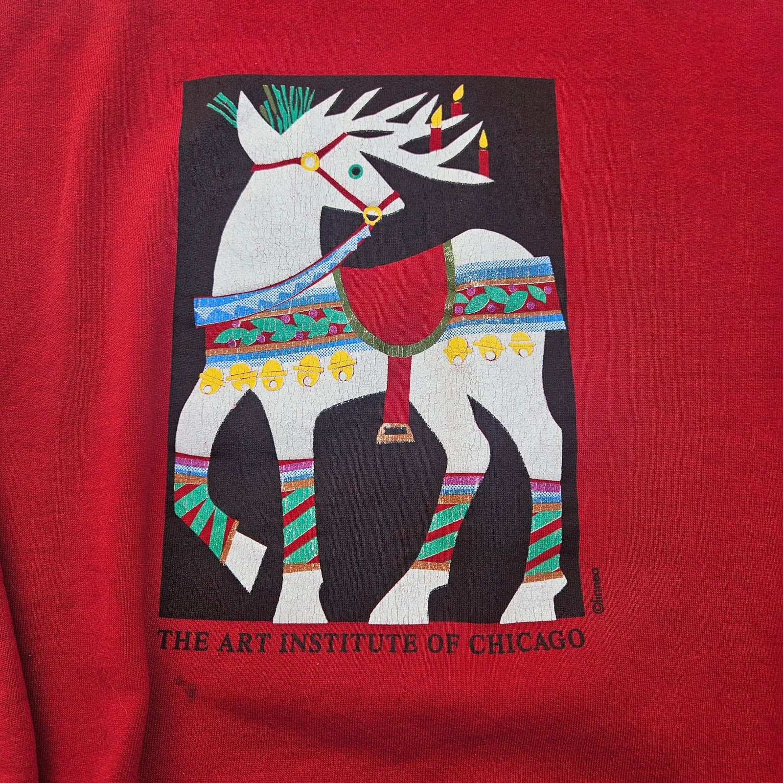 Jerzees Vintage 90s Christmas Art Institute Chicago Pullover Large Size L / US 10 / IT 46 - 2 Thumbnail