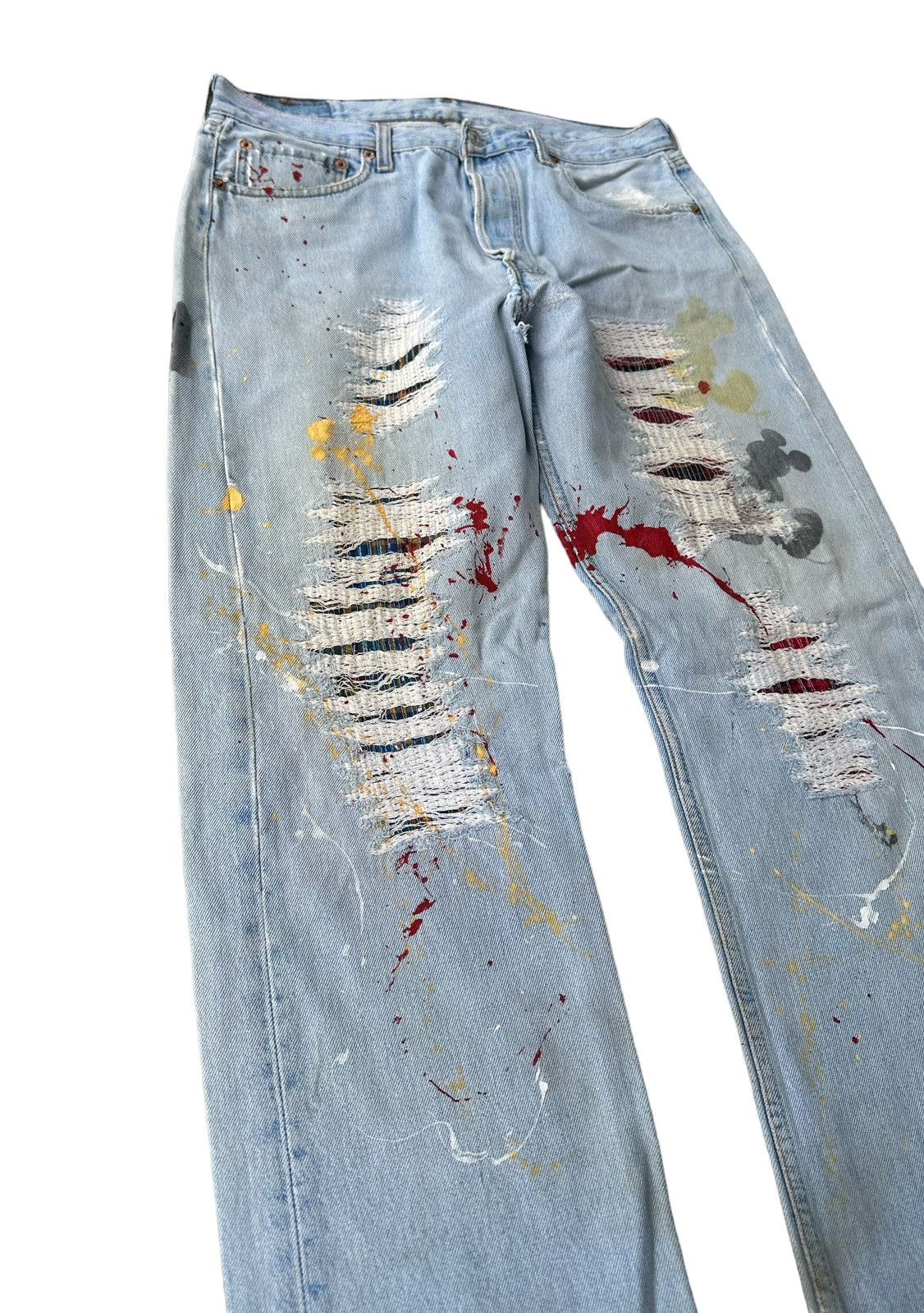 Levi's Vintage 90s Levi’s 501 custom paint denim jeans Size US 32 / EU 48 - 4 Thumbnail