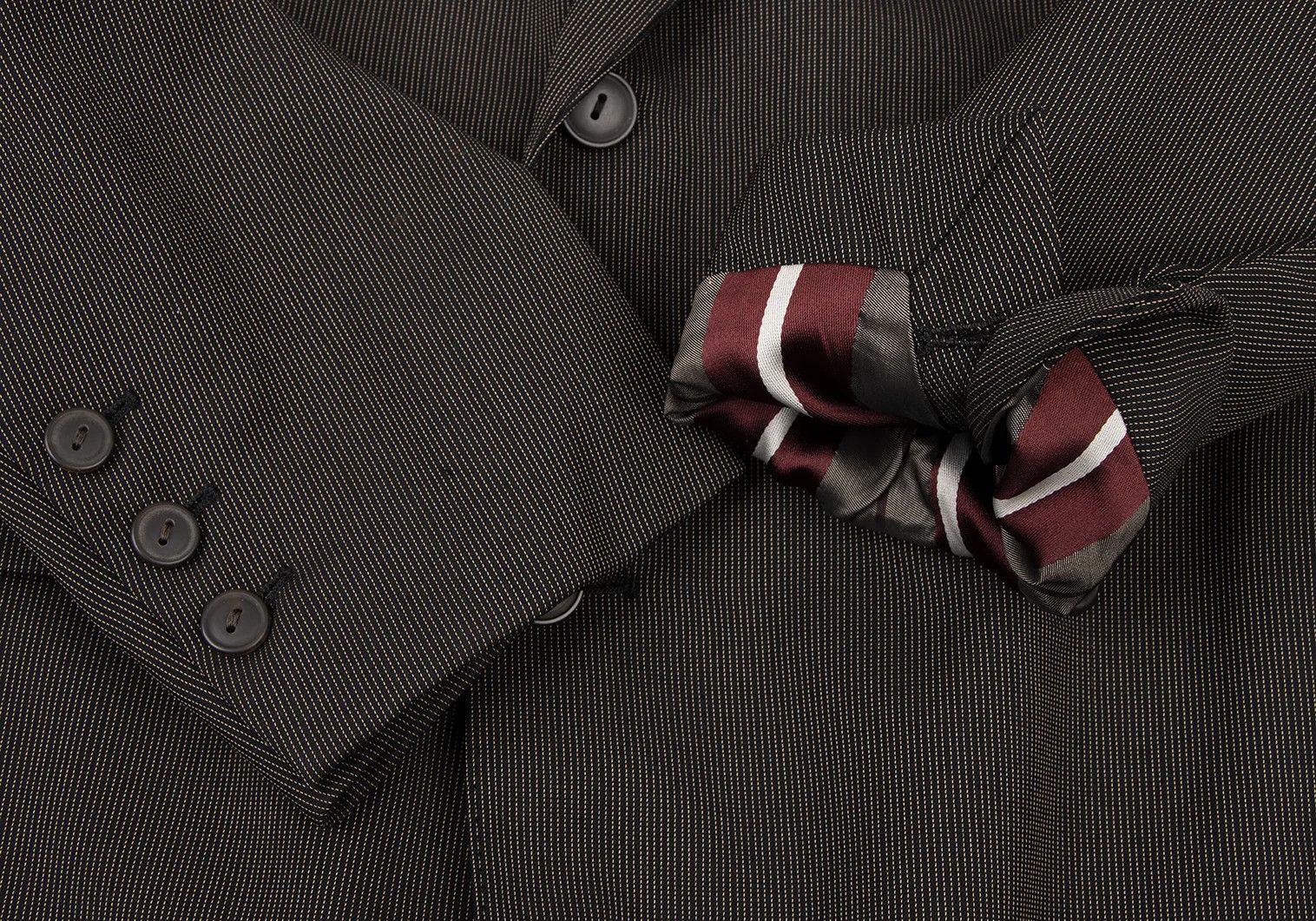 Jean Paul Gaultier Pinstripe Double Jacket in Black Brown, Size 50 Size US M / EU 48-50 / 2 - 10 Thumbnail