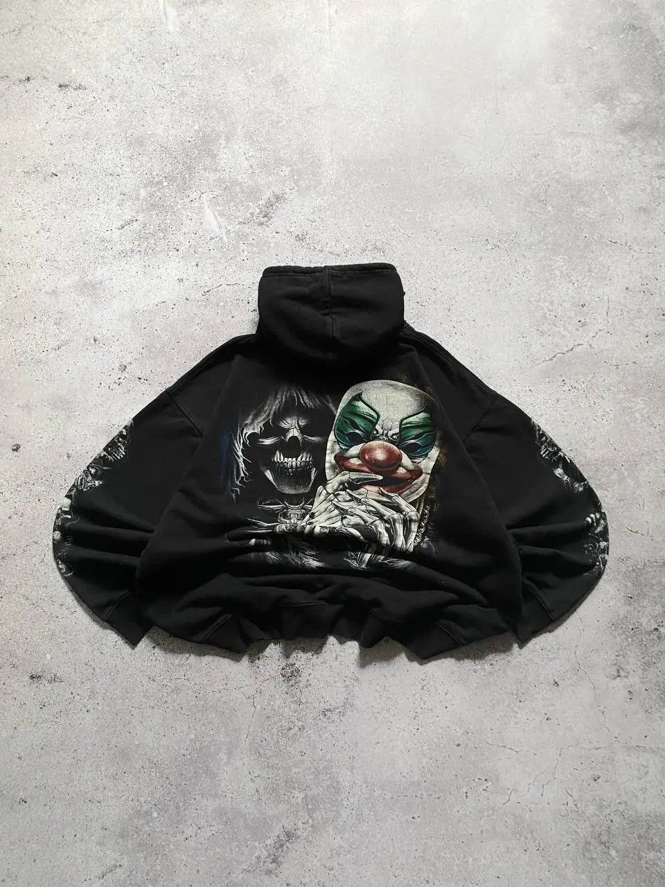 Japanese Brand VINTAGE 90s JOKER SKELETON BAGGY BOXY FADED HOODIE Size US L / EU 52-54 / 3 - 2 Thumbnail