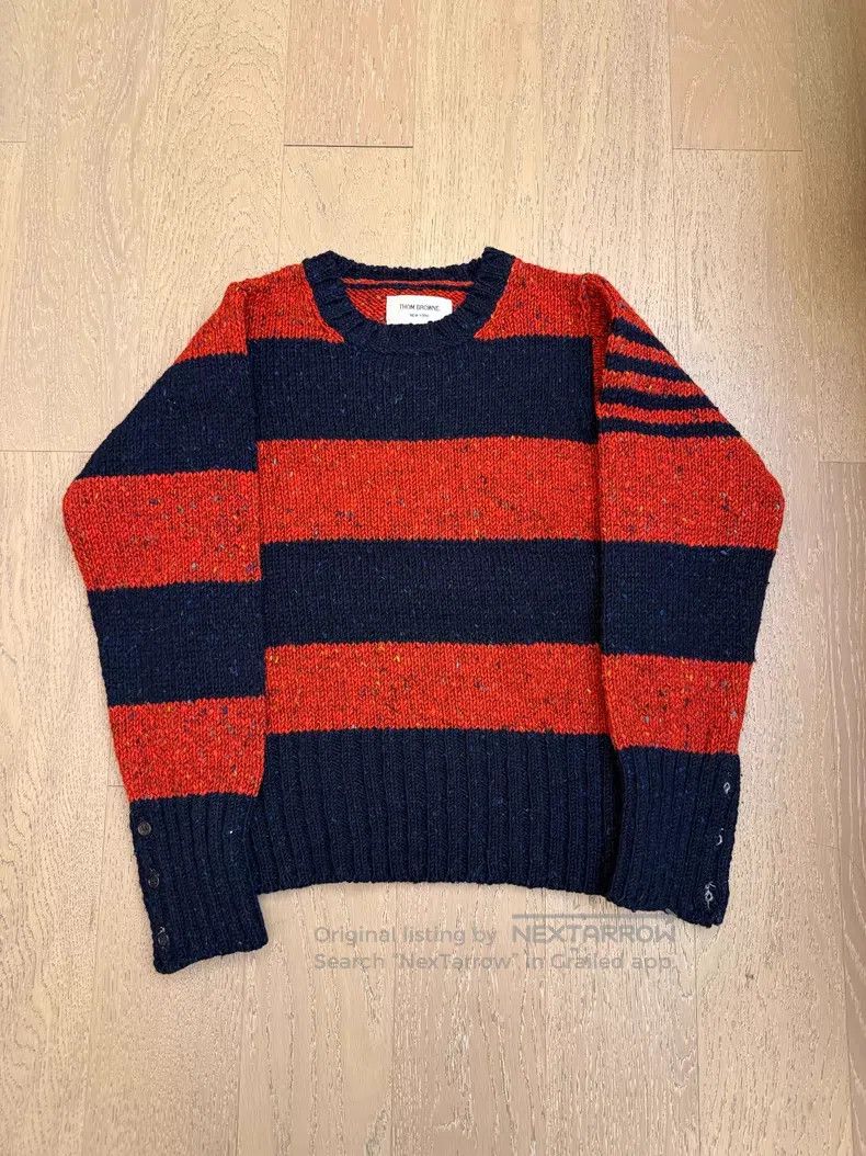 Thom Browne Thom Browne Old-Timer Coarse Tweed Striped Sweater Size US M / EU 48-50 / 2 - 1 Thumbnail