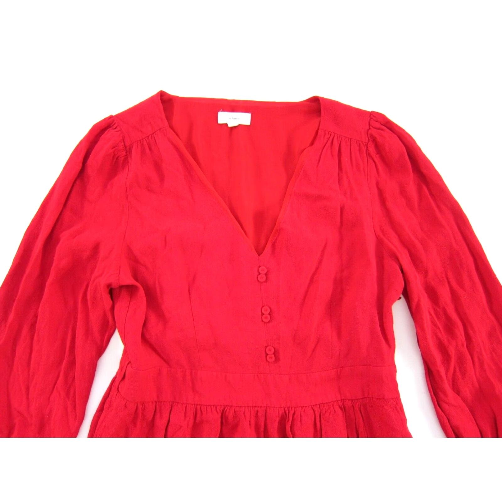 Vintage a loves a Red Dress Midi Wrap V-Neck Long Sleeve 100% Rayon Medium Womens Size M / US 6-8 / IT 42-44 - 4 Thumbnail