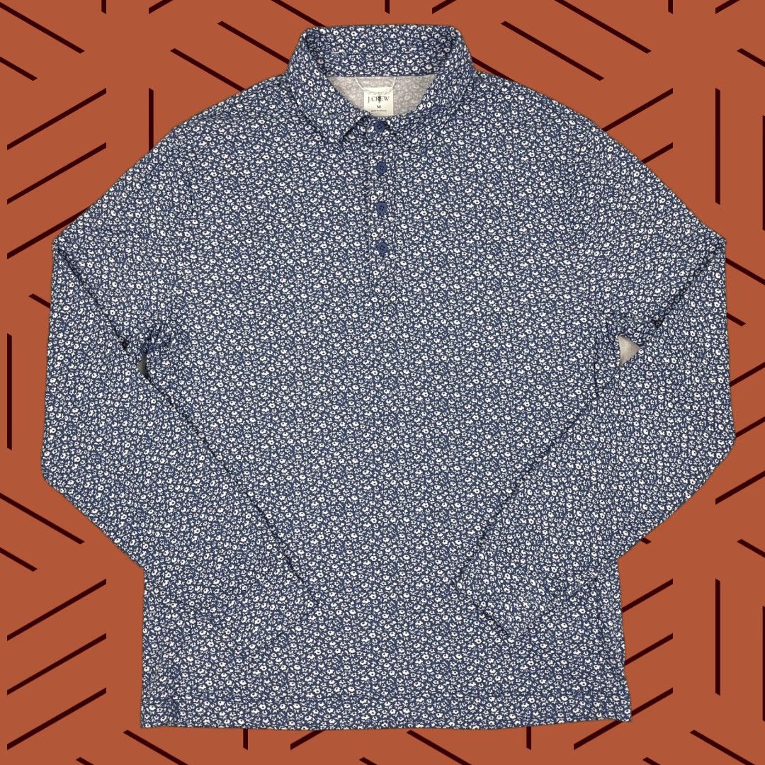 J.Crew J. Crew Oarsman Polo Shirt Mens M Blue White Floral Spring Field Stretch BZ030 Polo Shirt Mens Blue Floral Spring Field Stretch BZ030 Size US M / EU 48-50 / 2 - 1 Thumbnail
