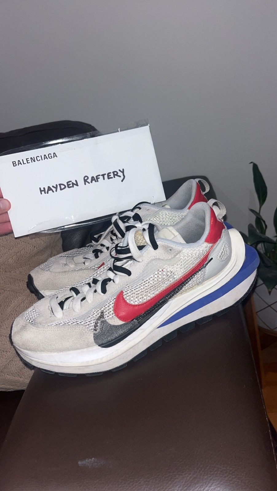 image of Nike Sacai Vaporwaffle Sport Fuscia Game Royal Shoes in White, Men's (Size 9)