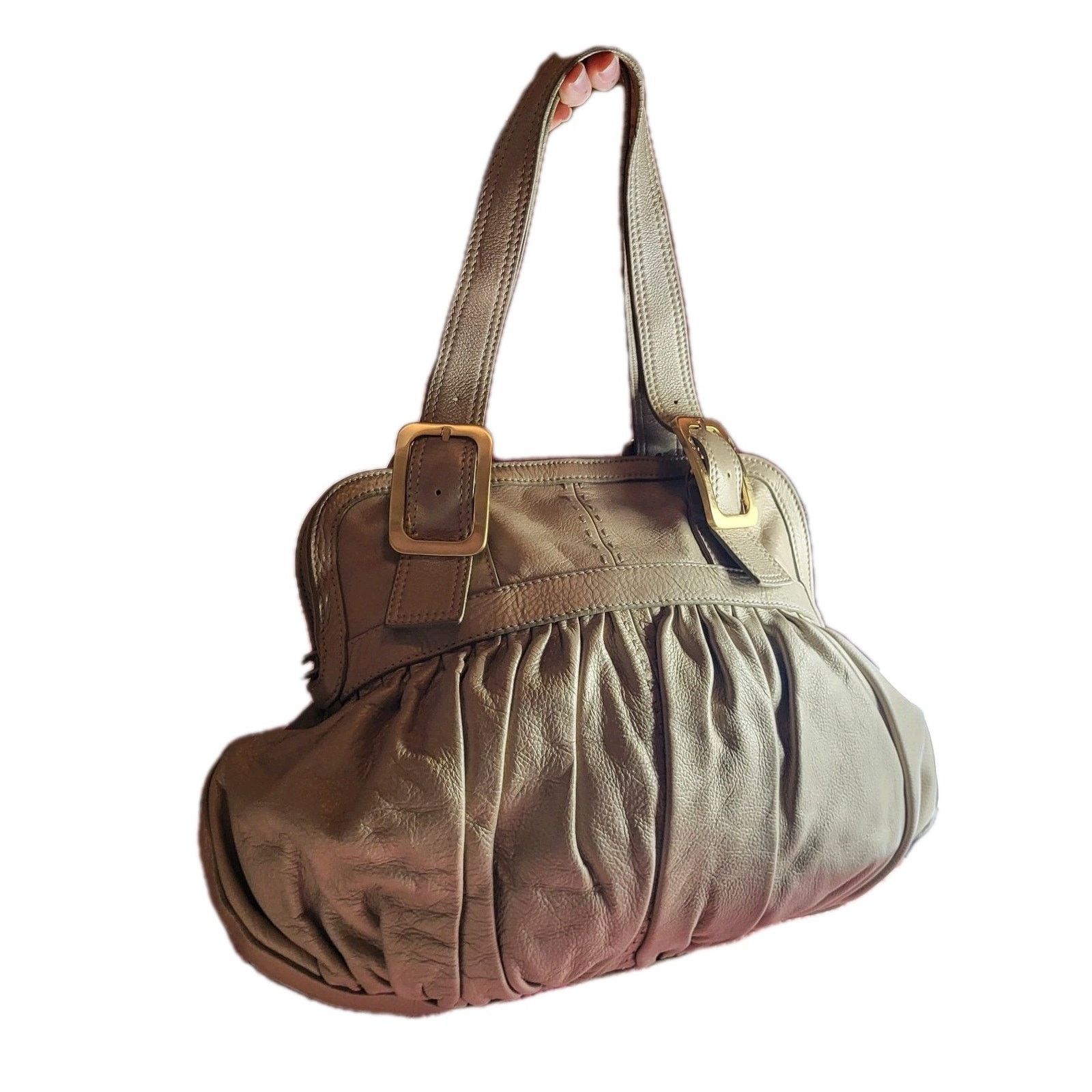 Cole Haan Cole Haan Large Gray Pleated Leather Satchel Purse .$300 Size ONE SIZE - 1 Thumbnail