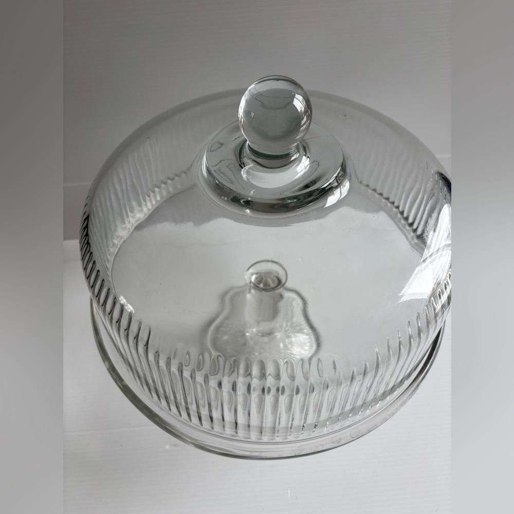 Designer Vintage Ribbed Glass Pedestal Cake Stand Size ONE SIZE - 2 Thumbnail